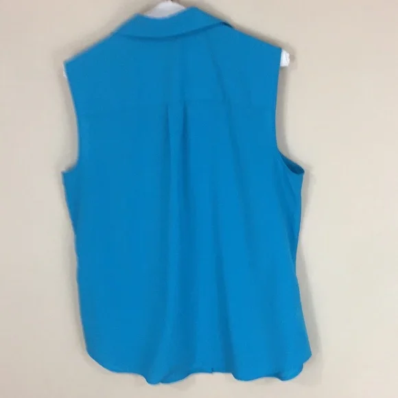 Talbots Factory Turquoise Sleeveless Button Down Top Size Large - Picture 3 of 9